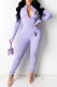 Light Purple Fashion Sexy Print Letter O Neck Jumpsuits