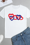 White Fashion Street Print Patchwork O Neck T-Shirts