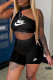 Black Fashion Casual Print Letter O Neck Sleeveless Two Pieces