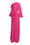 Rose Red Sexy Solid Patchwork Swimwears Cover Up