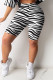 White Casual Street Print Zebra Print Patchwork O Neck Half Sleeve Two Pieces