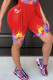 Red Sexy Print Bandage Patchwork O Neck Sleeveless Two Pieces