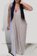 Brown Sexy Striped Patchwork Spaghetti Strap Straight Dresses