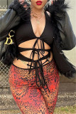 Black Fashion Sexy Solid Bandage Backless Halter Tops