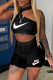 Black Fashion Casual Print Letter O Neck Sleeveless Two Pieces
