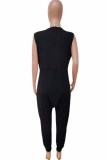 Orange Fashion Casual Solid Basic V Neck Regular Jumpsuits