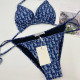 Blue Fashion Sexy Letter Frenulum Swimwears