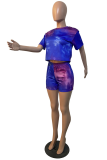 Pink Sexy Patchwork Tie-dye Skinny Mid Waist Pencil Full Print Bottoms