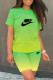Green Fashion Casual Print Letter O Neck Short Sleeve Two Pieces