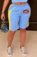 Blue Casual Print Patchwork Straight Straight Positioning Print Bottoms