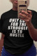 Black Casual Street Print Patchwork Letter O Neck T-Shirts