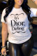 White Fashion Street Print Patchwork Letter O Neck T-Shirts