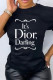Black Fashion Street Print Patchwork Letter O Neck T-Shirts