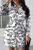 Yellow Casual Print Patchwork Buckle Turndown Collar Shirt Dress Dresses