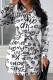 White Casual Print Patchwork Buckle Turndown Collar Shirt Dress Dresses