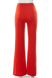 Red Casual Solid Patchwork Boot Cut High Waist Speaker Solid Color Bottoms