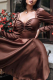 Brown Sexy Solid Patchwork Square Collar Cake Skirt Dresses