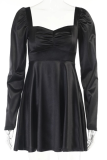 Blue Sexy Solid Patchwork Square Collar Cake Skirt Dresses