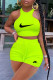 Fluorescent Green Fashion Casual Print Patchwork O Neck Sleeveless Two Pieces
