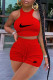Red Fashion Casual Print Patchwork O Neck Sleeveless Two Pieces