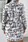 Yellow Casual Print Patchwork Buckle Turndown Collar Shirt Dress Dresses