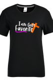 Black Fashion Street Print Patchwork O Neck T-Shirts