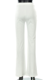 Red Casual Solid Patchwork Boot Cut High Waist Speaker Solid Color Bottoms