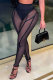 Black Casual Solid Mesh Skinny High Waist Pencil Solid Color Bottoms