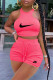 Pink Fashion Casual Print Patchwork O Neck Sleeveless Two Pieces