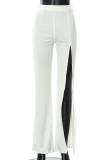 Red Casual Solid Patchwork Boot Cut High Waist Speaker Solid Color Bottoms