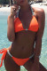 Tangerine Red Sexy Solid Patchwork Hot Drill Swimwears