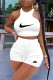 White Fashion Casual Print Patchwork O Neck Sleeveless Two Pieces