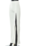 Red Casual Solid Patchwork Boot Cut High Waist Speaker Solid Color Bottoms