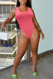 Pink Sexy Solid Patchwork Swimwears