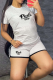 Grey Casual Print Patchwork O Neck Short Sleeve Two Pieces