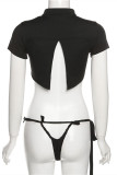 Yellow Fashion Sexy Solid Backless Swimwears