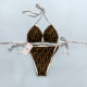 Brown Fashion Sexy Letter Frenulum Swimwears