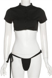 Yellow Fashion Sexy Solid Backless Swimwears