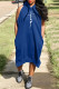 Blue Fashion Casual Print Basic Hooded Collar Sleeveless Dress