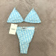 Blue Fashion Sexy Print Patchwork Swimwears