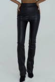Black Sexy Solid Bandage Patchwork High Waist Pencil Solid Color Bottoms