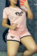 Light Pink Casual Print Patchwork O Neck Short Sleeve Two Pieces
