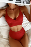 Pink Casual Vacation Solid Patchwork Swimwears