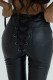 Black Sexy Solid Bandage Patchwork High Waist Pencil Solid Color Bottoms