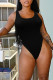 Black Sexy Solid Patchwork Swimwears
