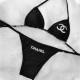 Black Fashion Sexy Letter Frenulum Swimwears
