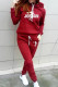 Red Fashion Casual Print Basic Hooded Collar Long Sleeve Two Pieces