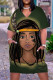 Dark Green Fashion Casual Print Basic V Neck Short Sleeve Dress
