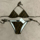 Brown Fashion Sexy Letter Frenulum Swimwears