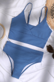 Brown Casual Vacation Solid Patchwork Swimwears